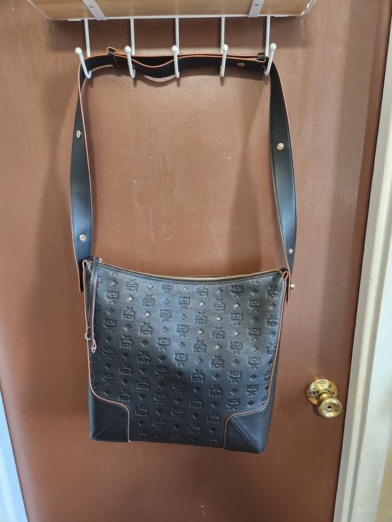 MCM Handbags - MCM Cognac and Black Logo-Print Interior Panel